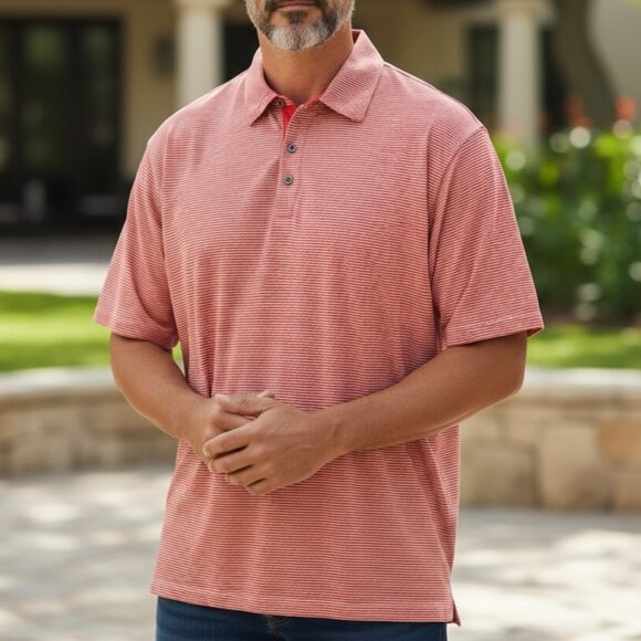 Saks Fifth Avenue Other - Saks Fifth Avenue Threads Men's Red Thin Stripe Polo Shirt XL